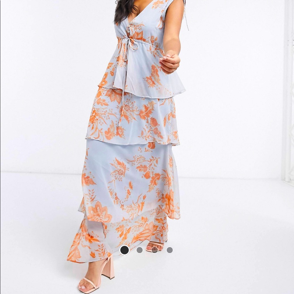 Hope & Ivy blue and orange floral maxi dress